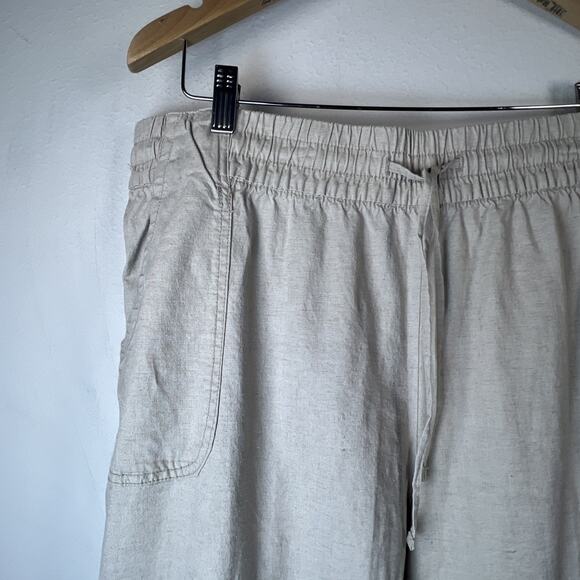 Lane Bryant Wide Leg Linen Blend Pants 18 khaki tan elastic pants $69.95 NWT - Picture 2 of 12